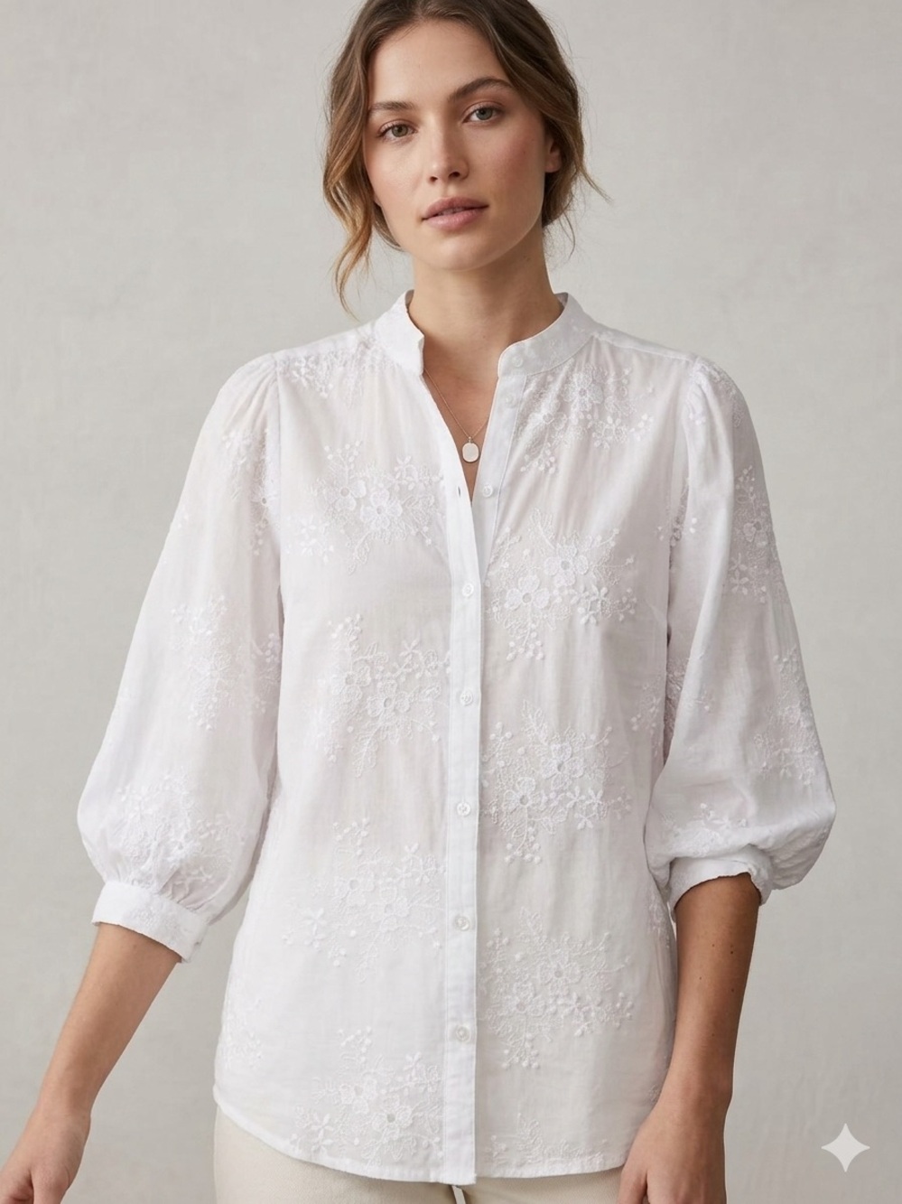 Pilcro Anthropologie Keira Embroidered Blouse White Medium Boho Romantic